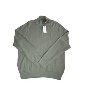 Polo Ralph Lauren Mens XL Olive Green Quarter Zip Pullover Sweater Golf waffle